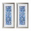Corradina Blue Seashell Mosaic Wall Art Panel Set with Champagne Frame - Handcrafted 2 Piece Vertical Coastal Decor 17.75" x 8.75"