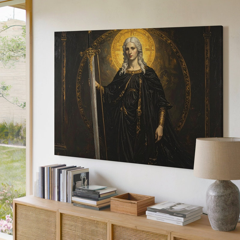 Art mural et toile épée féminine, H 9 po x l 12 po