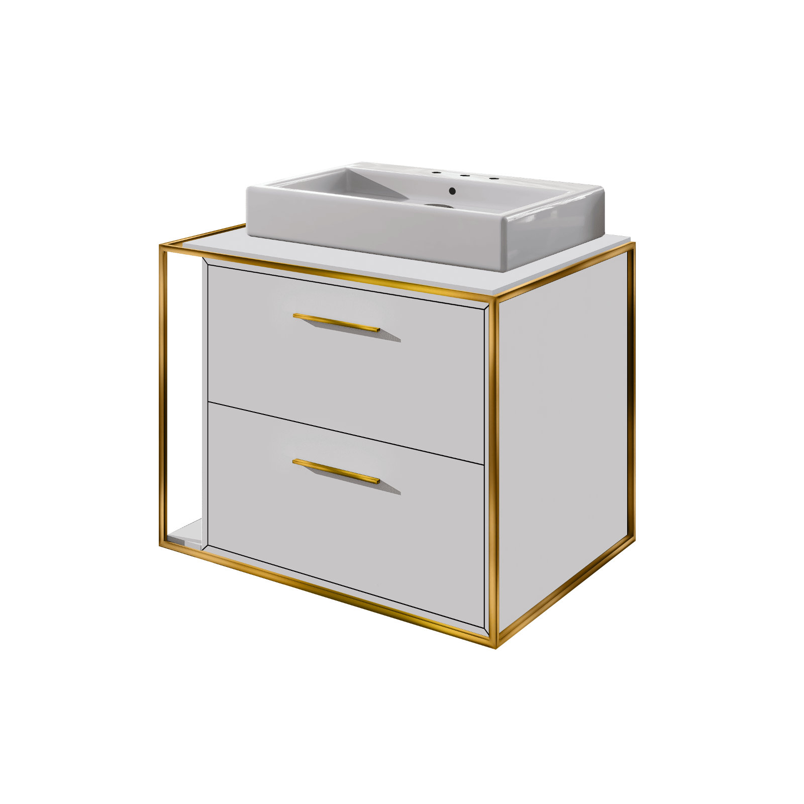 Linea 24'' Single Bathroom Vanity, Brass, 8" Widespread, Matte White