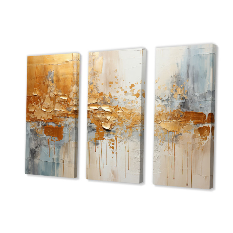 Golden Gleam I sur toile, reproduction de 3 pièces, H 32 po x l 48 po x P 1 po