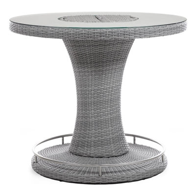 Mio Outdoor Bar Height Table With Steel Ice Bucket, 46 Inch Round, Gray