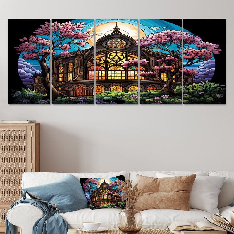 Floral Broadway Theatre - Art mural 5 pièces, H 32 po x l 80 po