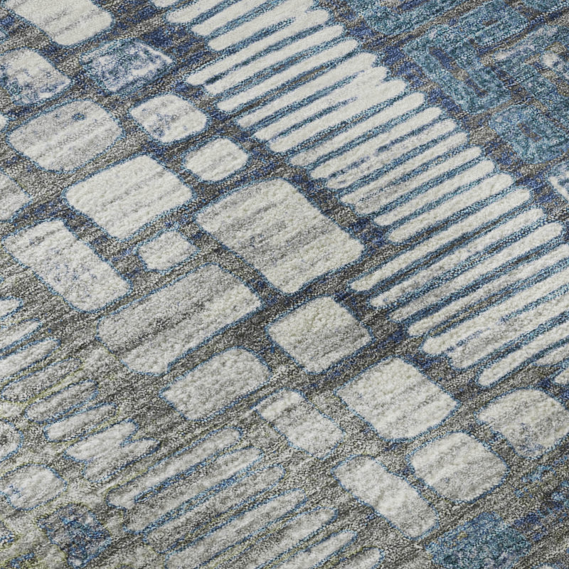 Tapis géométrique de qualité supérieure lavable à la machine Mayfield AMF2268, 3 pi x 5 pi, Aloès
