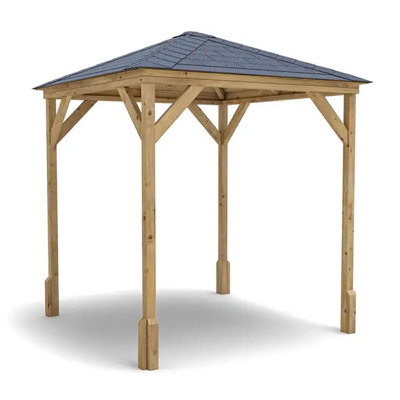 Dunster House Wooden Gazebo, 2m x 2m Heavy Duty Garden Shelter Pressure Treated, Black Shingles Included, Utopia 200