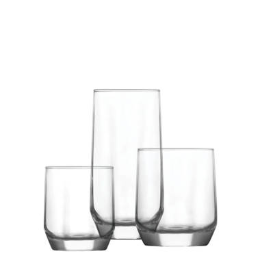 Gibson Home 16 Piece Swirl Clear Assorted Glassware Set