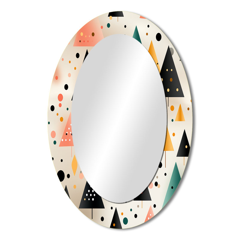 Arbres de minimalisme noir et jaune de Rhurée - miroir décoratif géométrique, miroir mural moderne, impression d'art en métal