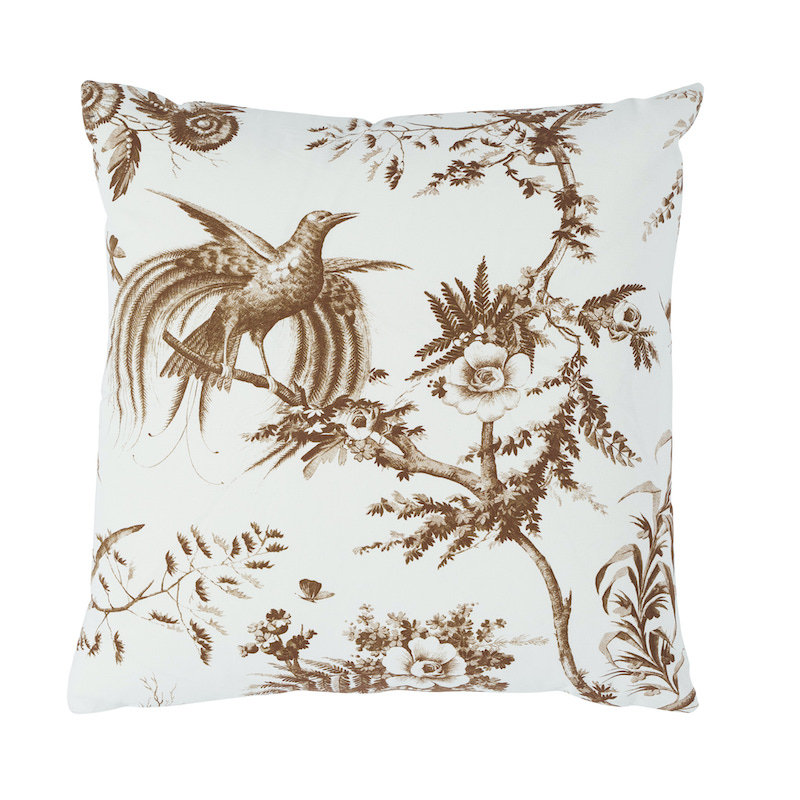 Schumacher x Jill Lasersohn Toile De La Prairie Pillow, Brown