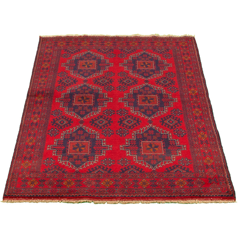 Tapis de zone en laine rouge 4 pi 2 po x 6 pi 3 po à la main one-of-kind-noué la 2010s esari turque Allaina