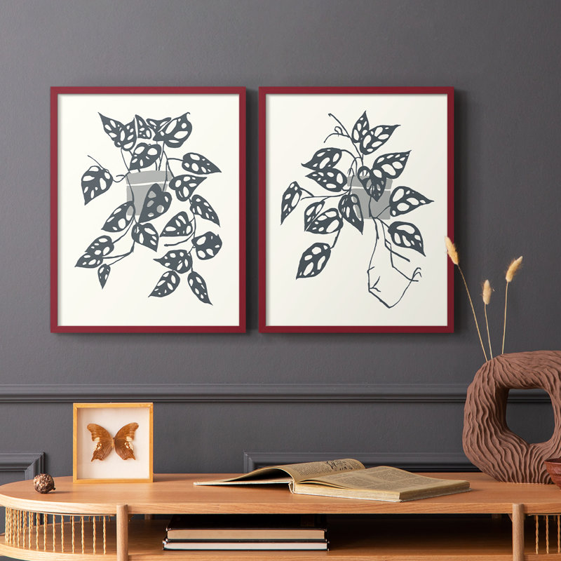 «Growing Leaves II», reproduction encadrée de qualité supérieure - prête à être accrochée - aucun clou requis - aucun clou requis