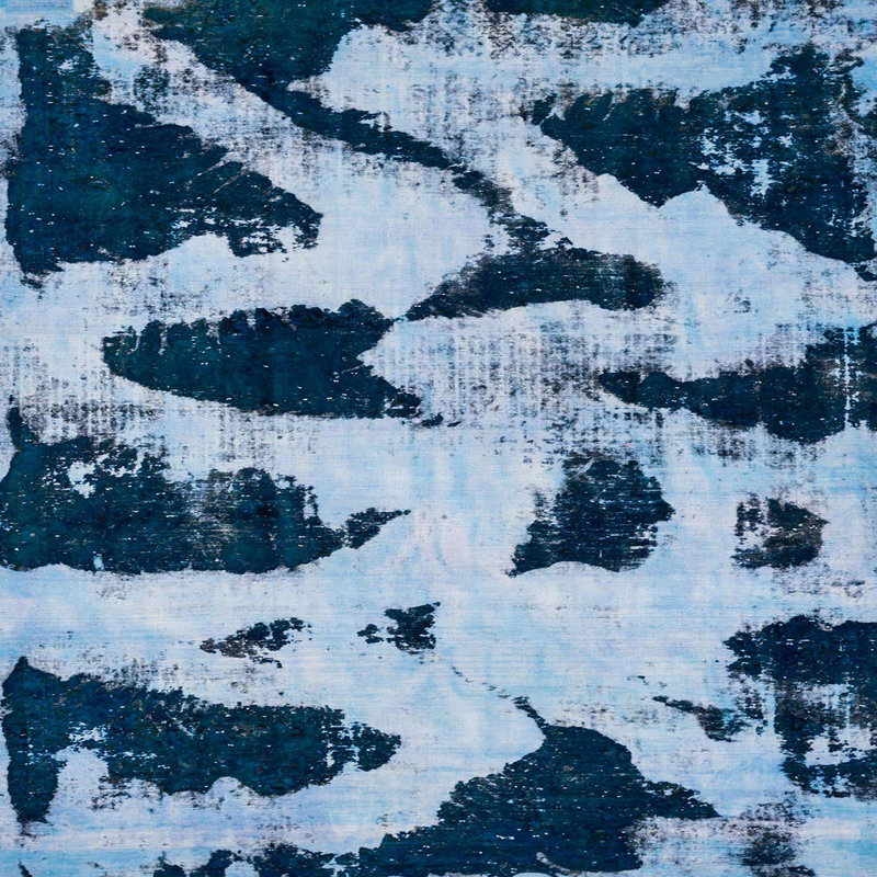 Tapis bleu en laine Power Loom, Carré 8 pi