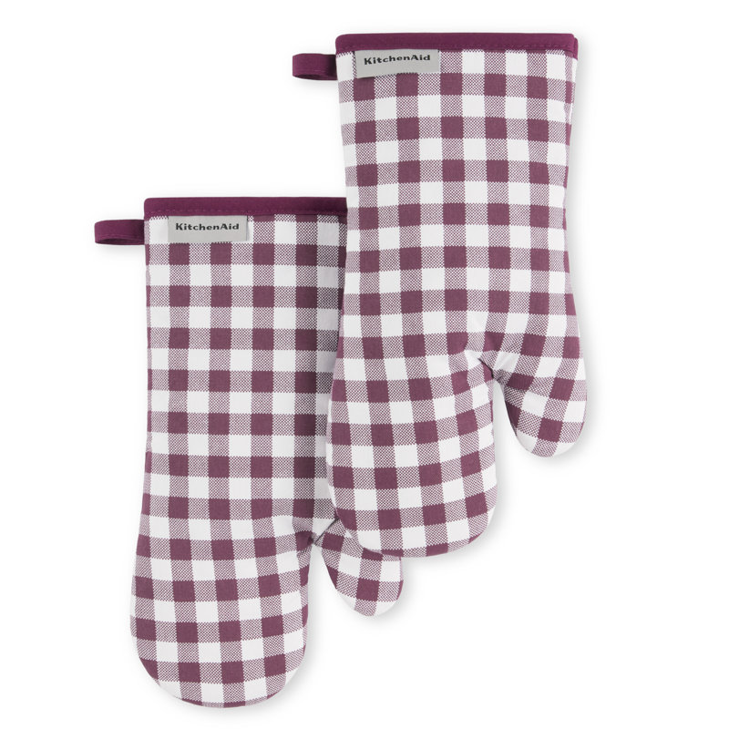 Ensemble de 2 gants de cuisine KitchenAid Gingham, 7 po x 13 po, Marron