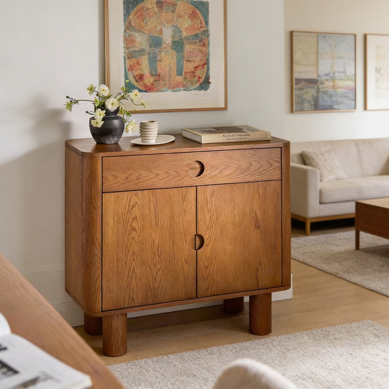 Multi-functional minimalist wooden accent cabinet