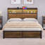 Kingsize Bed Frame with LED Headboard, Metal Platform Bed Frame with USB Ports&Charging Outlets, 2 Tiers Storage Shelves-1553459875-1543599897