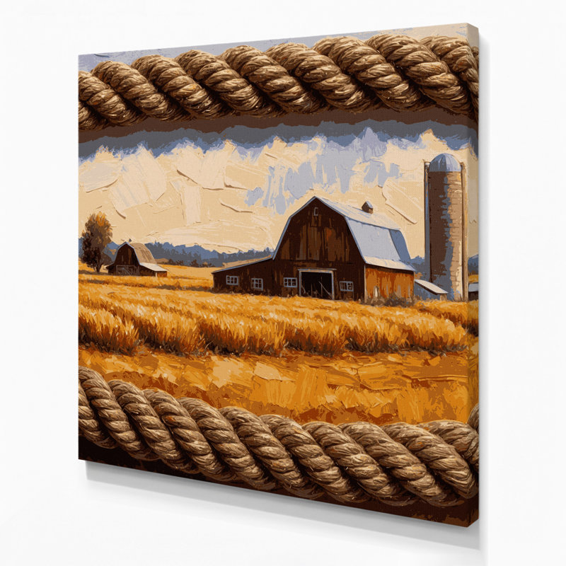 «Farm Rope Border», art mural sur toile brun, H 12 po x l 12 po
