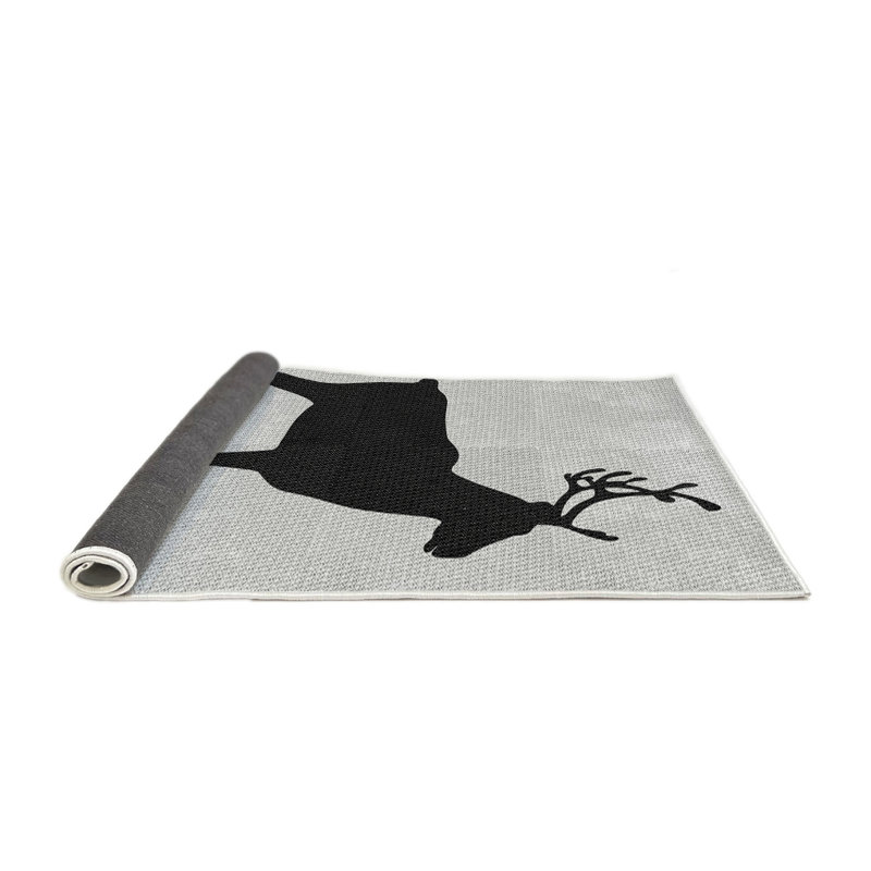 Tapis gris/zone noire à motifs, Rond 4 pi
