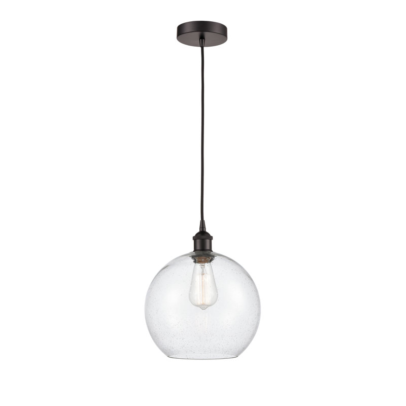 Luminaire suspendu simple à 1 lumière Ralph, H 17,38 po x l 13,75 po x P 13,75 po, Transparent, Bronze huilé