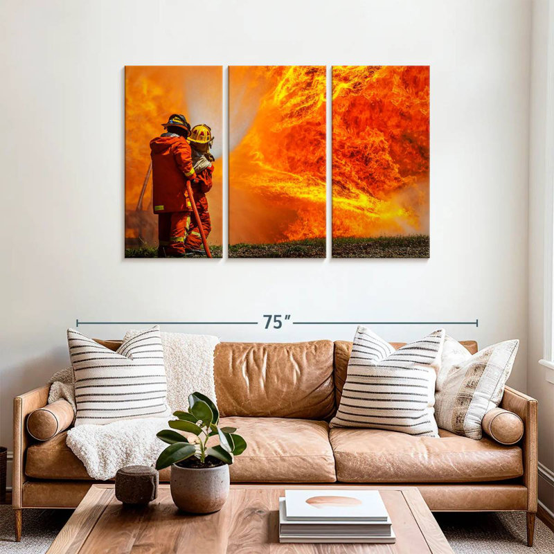 Lelar Blazing Fire Firefighters, 36" H x 57" W