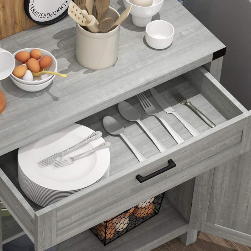 Buffet avec tiroir et rangement, Gris Pierre