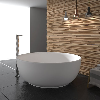 59" Freestanding Soaking Solid Surface Bathtub