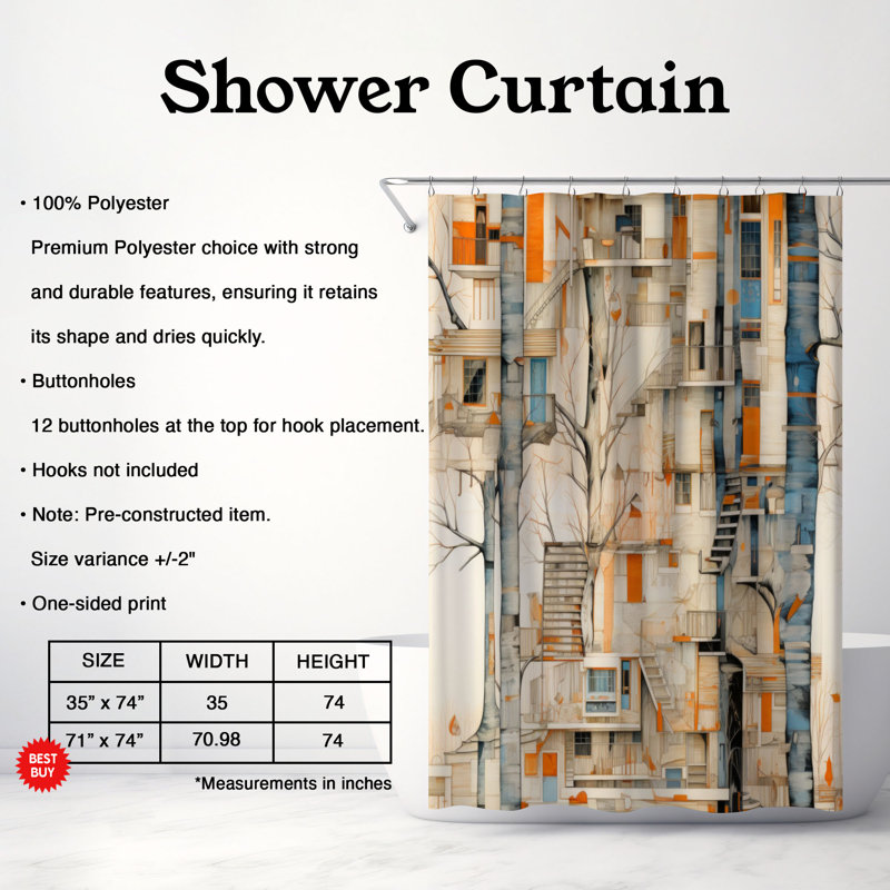 Rideau de douche Inabat, H 74 po x l 71 po