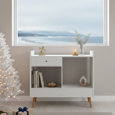 Boahaus Southampton Modern Home Bar Cabinet, Two Open Shelves, One Drawer, Compact for Small Spaces by Boahaus LLC