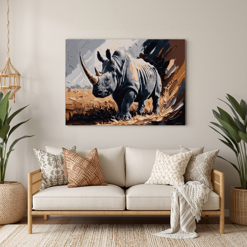 Faune, art mural noir en métal, rhinocéros noir, H 20 po x l 30 po