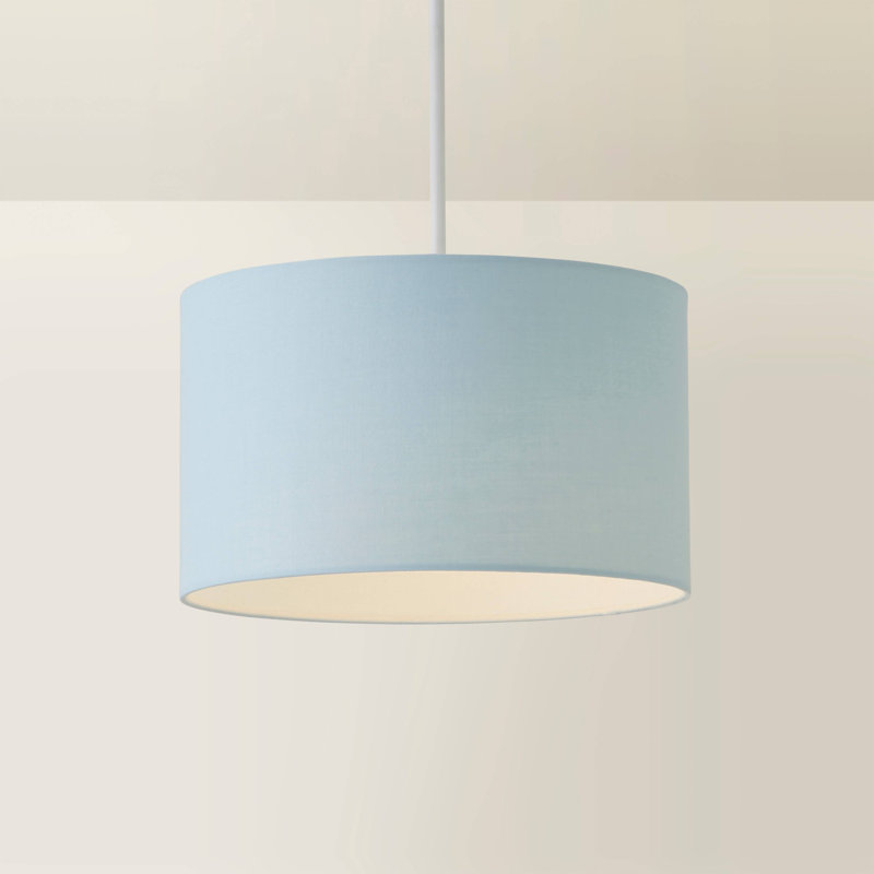 Blended Fabric Drum Lamp Shade ( Slip-On ), Blue, 15cm H x 25cm W x 25cm D
