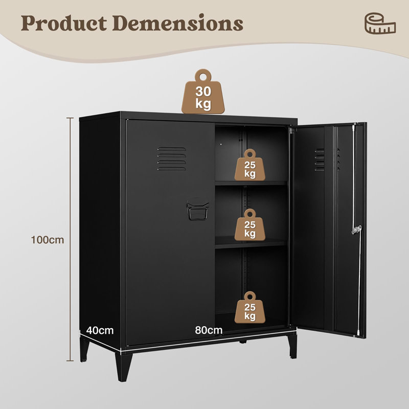 2 -Door Storage Cabinet, Black