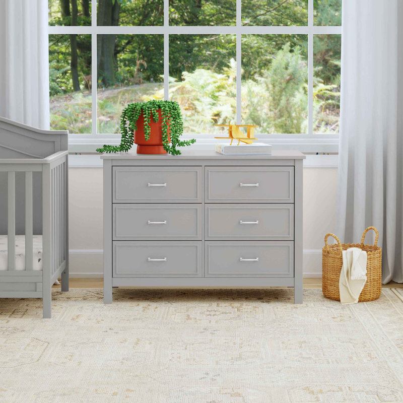 Charlie 6-Drawer Double Dresser, Gray