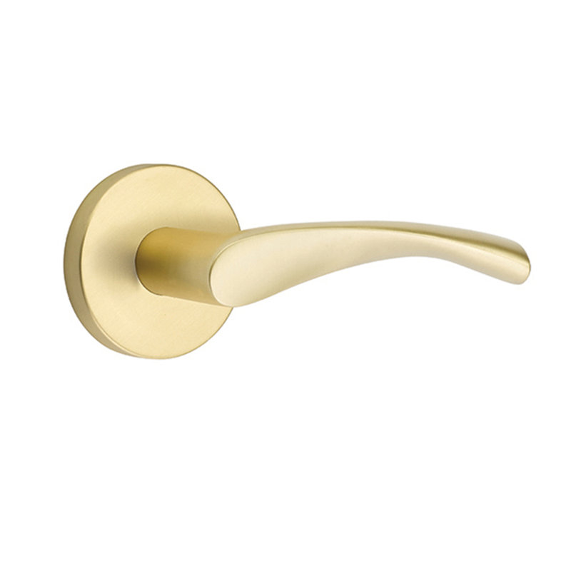 Triton Wave/Drop Passage (Hall & Closet) Door Lever with Round Rosette, Satin Brass, Right