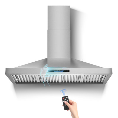 SNDOAS 48 inch 1250 CFM Convertible Wall Mount Range Hood in Stainless Steel,4 Speed Fans,Gesture/Touch/Remote Control with 3 LED Lights