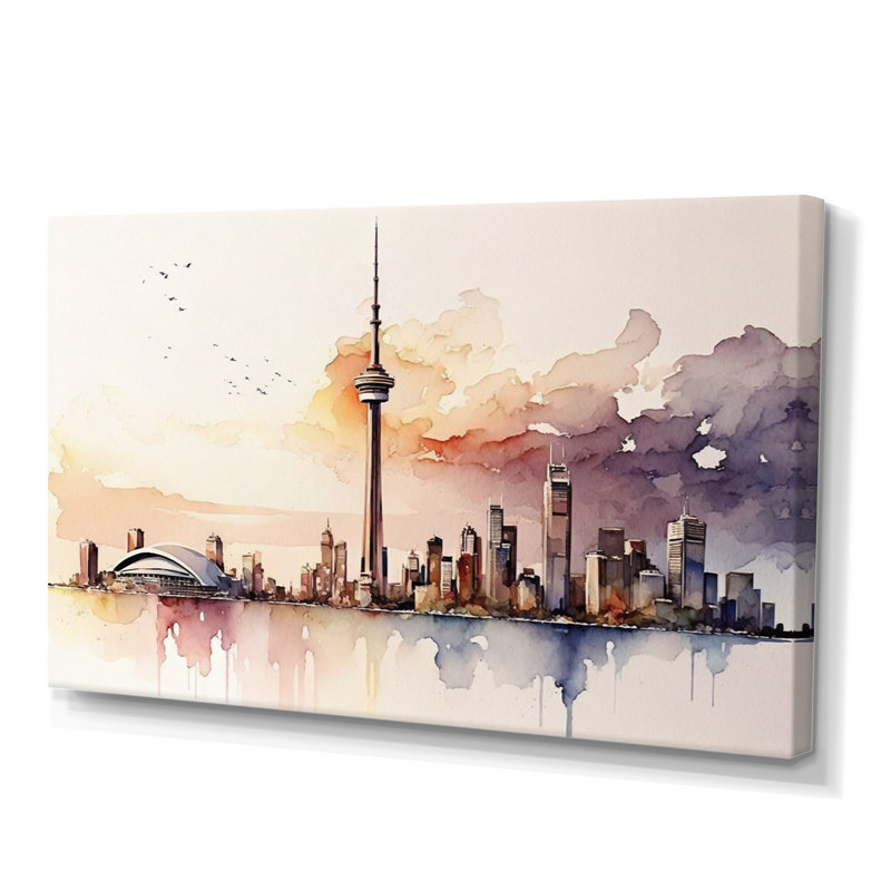 Toronto Skyline VII - reproduction sur toile, H 12 po x l 20 po x P 1 po, Toile tendue
