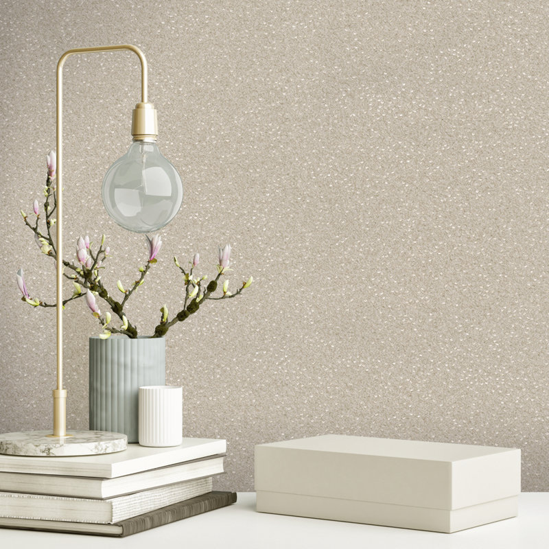 Braddy 26m x 53cm Textured Glitter Wallpaper Roll, Natural