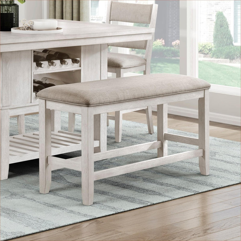 Banc de salle à manger rembourré à hauteur de comptoir compact à 2 places en bois massif de style campagne moderne pour sièges de cuisine