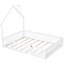Lit double pleine grandeur avec garde-corps en bois - blanc, élégant lit rustique blanc, rehaussement de chambre à coucher