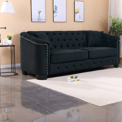 Canapés robustes en velours moderne, design Chesterfield spacieux pour la maison et le bureau