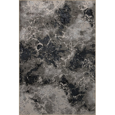 Tapis décoratif moderne à motif abstrait gris