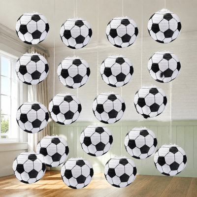 20-Pack 8-Inch Soccer-Ball Paper Lanterns for Indoor Hanging Decor, Table Centerpieces, 2026 Soccer Events, Birthdays, and Sports-Themed Parties