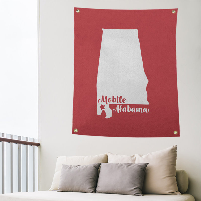 Tapisserie murale alabama mobile, H 80 po x l 59 po, Rouge