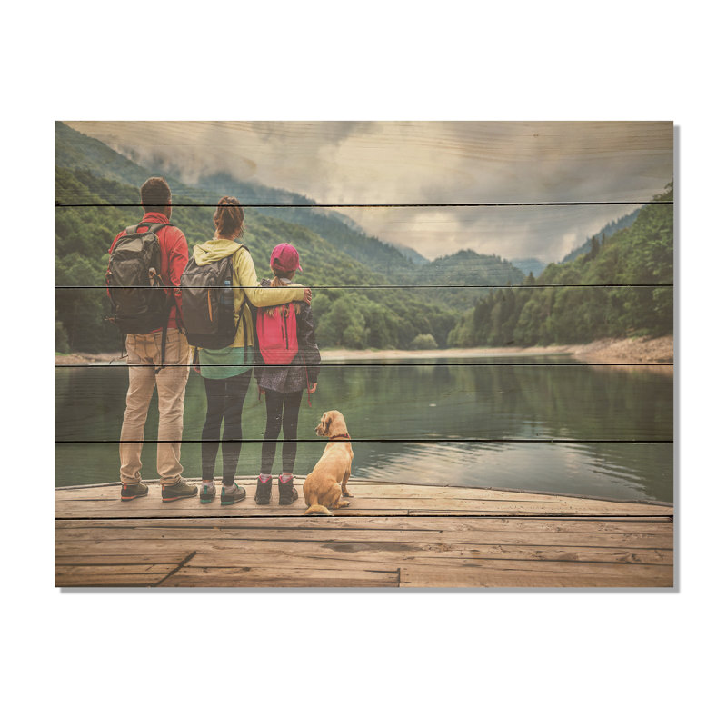 Family Outing Adventure - Randonnée, panneau mural en bois sur bois de pin naturel, H 30 po x l 40 po