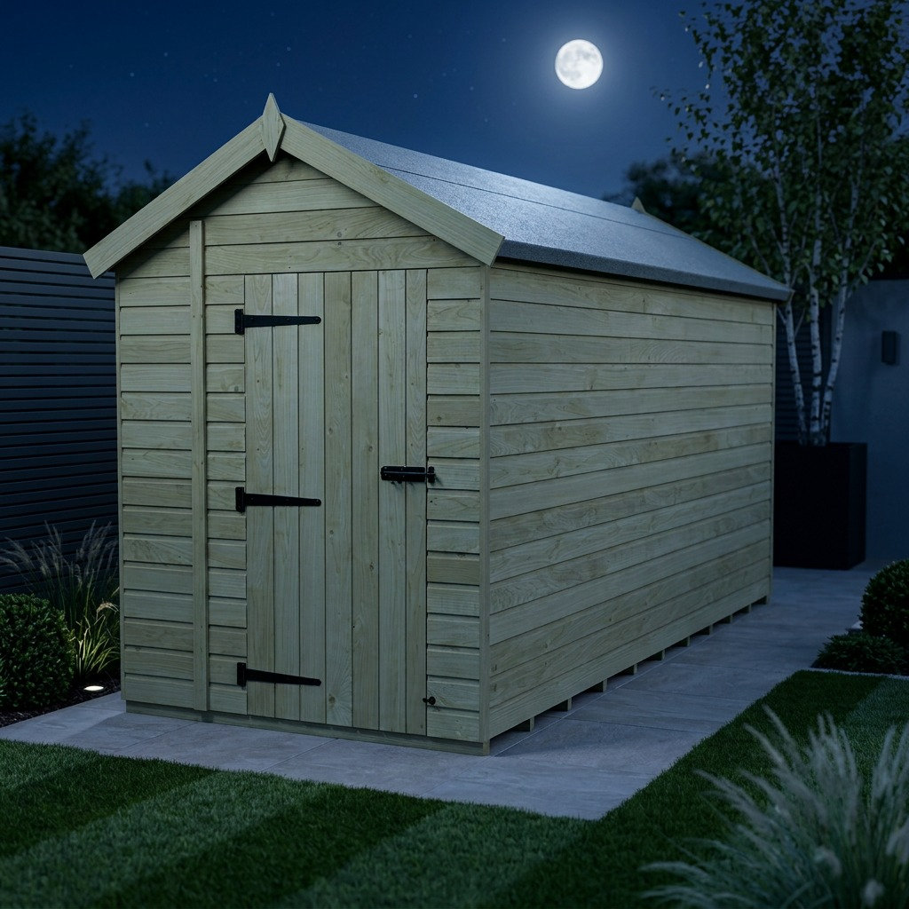 Total Sheds 6ft x 20ft Apex Garden Shed - Single Door - No Windows - Pressure Treated Timber - UK Manufactured