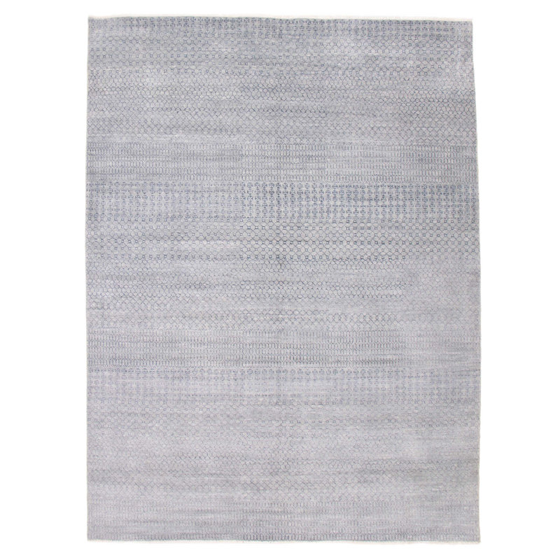 Tapis gris ombre en soie 8 po 11 po x 11 po 10 po