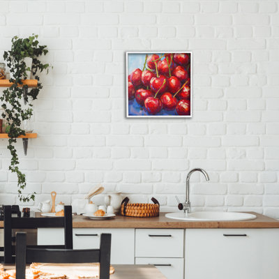 Luscious Red Cherries of Summer, giclée encadrée, design par Petal Prints Design