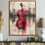 Rose, gris, violoncelle, instrument de musique - reproduction d'art mural-1996845290-1996845295