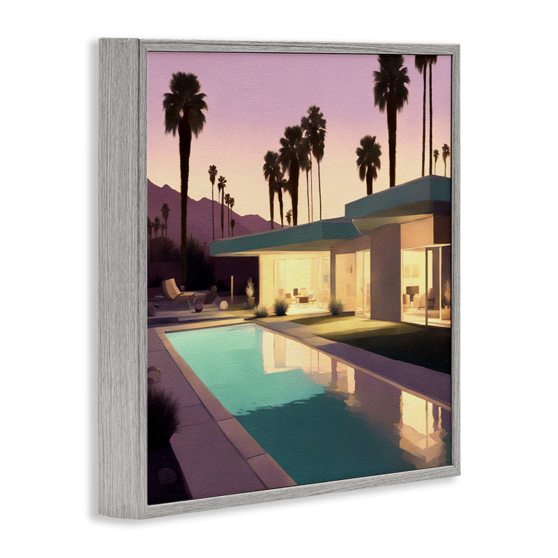Palmiers et piscine, art de la giclée encadrée par Noah Bay, Estampe numérique Farmhouse, H 24 po x l 24 po
