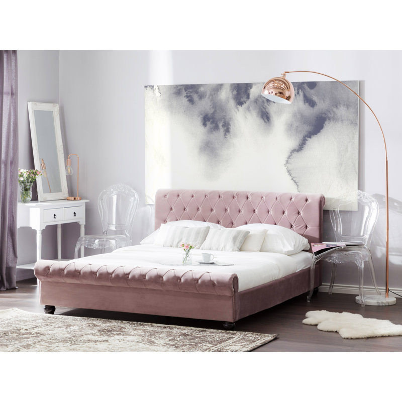 Mitzi Upholstered Bed, European Kingsize (160 x 200cm), Pink