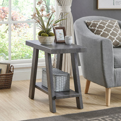 Athens Contemporary Wood Shelf Side Table In Gray Finish