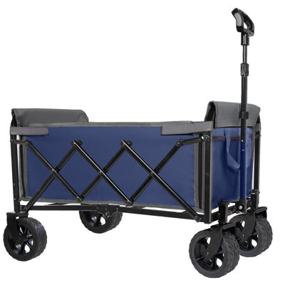 Upgraded 5*2" Wide Wheels, All-in-One Convertible Folding Trolley with Full-Side Opening & Dog Leash, Versatile Seating & Storage, 220Lbs Capacity for Camping, Beach, Shopping, Purple