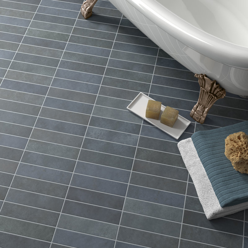 Heritage 2" x 10" Porcelain Stone Look Wall & Floor Tile, Indigo