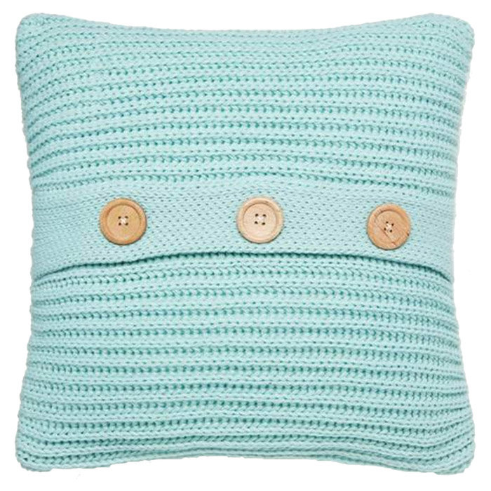 Chunky Knit Striped Scatter Cushion with Filling, Duck Egg Blue